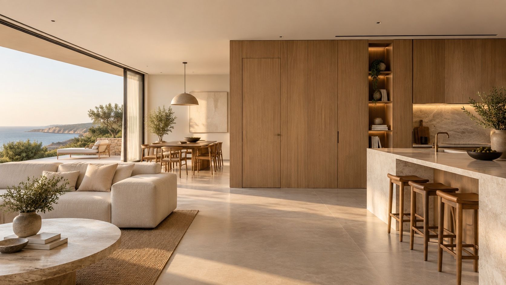 Contemporary reference interior with timber cabinetry